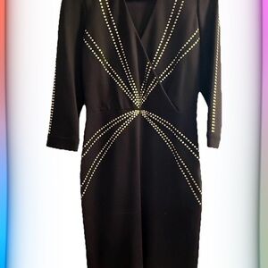 Elegant Black Studded Midi Dress